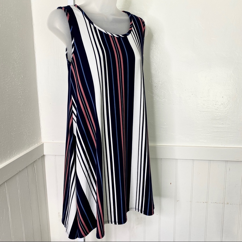 TMG Women's Dark Blue Striped Mini Tank Dress | M